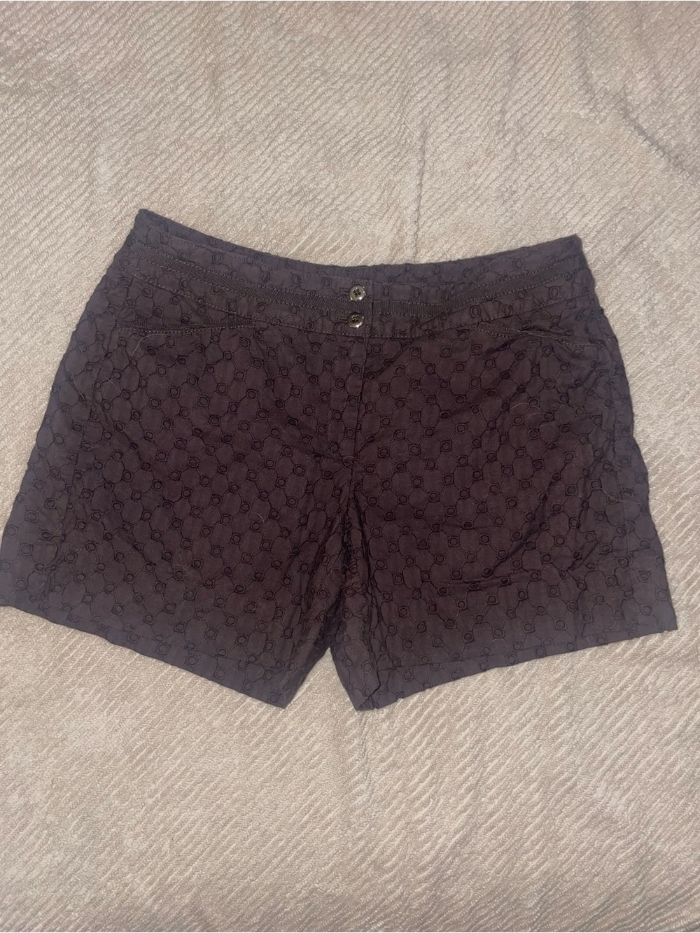 White House Black Market Women's Brown Eyelet Dress Shorts